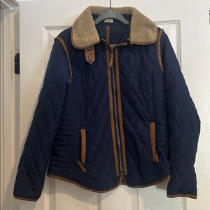 Daniel Cremieux Navy Quilted Jacket with Brown Detail